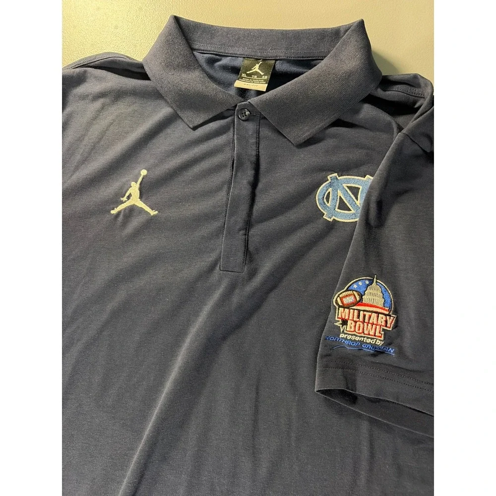 Jordan Polo Shirt Mens XL Navy Blue UNC Tar Heels Military Bowl Dri-FIT Athletic